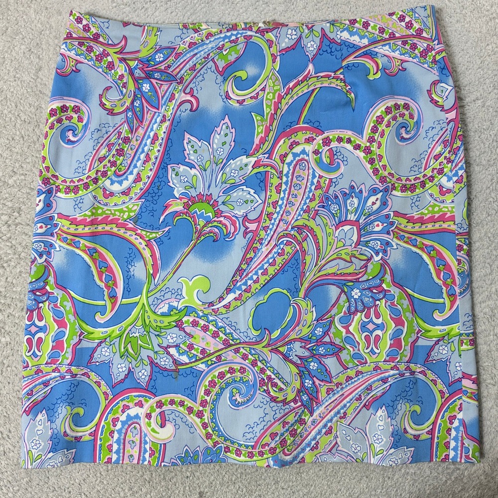 Melly M Skirt Womens 10 Blue Paisley Preppy Mini Made in USA